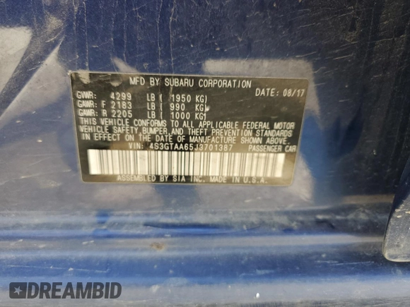 2018 Subaru Impreza z VIN 4S3GTAA65J3701387, wystawiony jako Copart lot #56965945 z przebiegiem 142 888 mil mil oraz Szkoda całkowita • Salvage title. Historia ofert i sprzedaży dostępna na DreamBid. Obrazek 12.