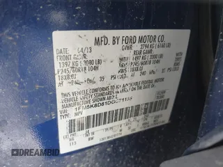 2013 Ford Explorer XLT z VIN 1FM5K8D81DGC71155, wystawiony jako IAAI lot #42337933 z przebiegiem 168 009 mil mil oraz . Historia ofert i sprzedaży dostępna na DreamBid. Obrazek 9.