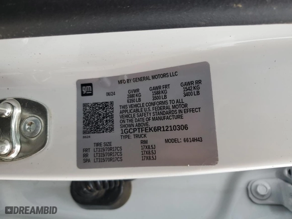2024 Chevrolet Colorado 4WD ZR2 with VIN 1GCPTFEK6R1210306, listed as a Copart auction lot 41628505 with 8,078 mi miles and Salvage Title. Bid and sale history available at carsss.com. Image 13.