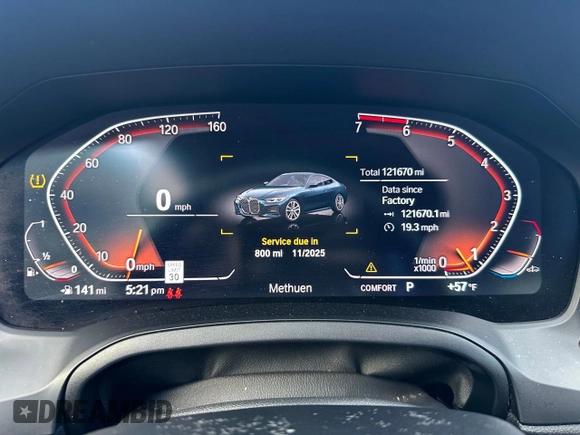 2021 BMW 4 Series 430i with VIN WBA53AP06MCF42734, listed as a Copart auction lot 53406215 with 121,670 mi miles and Clean Title. Bid and sale history available at DreamBid. Image 8.