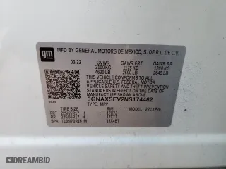 2022 Chevrolet Equinox LS with VIN 3GNAXSEV2NS174482, listed as a Copart auction lot 86124934 with 73,928 mi miles and Salvage Title. Bid and sale history available at carsss.com. Image 12.