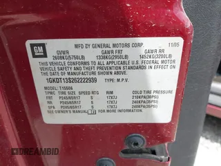2006 GMC Envoy SLE z VIN 1GKDT13S262222939, wystawiony jako IAAI lot #42210957 z przebiegiem 238 217 mil mil oraz . Historia ofert i sprzedaży dostępna na DreamBid. Obrazek 9.