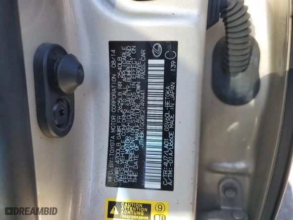 2014 Lexus ES 350 with VIN JTHBK1GG8E2149441, listed as a Copart auction lot 49996915 with 189,410 mi miles and Salvage Title. Bid and sale history available at carsss.com. Image 12.