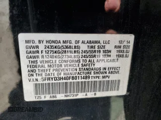 2015 Acura MDX Technology with VIN 5FRYD3H40FB011489, listed as a Copart auction lot 47529075 with 219,915 mi miles and Clean Title. Bid and sale history available at DreamBid. Image 13.