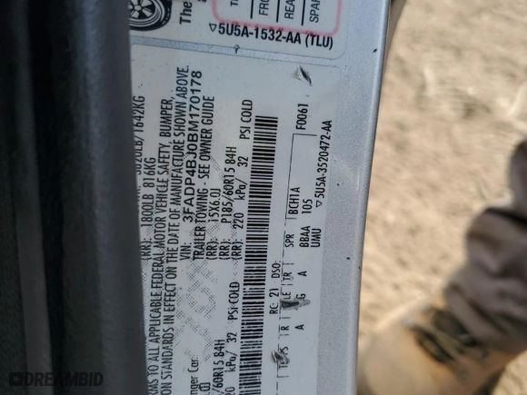 2011 Ford Fiesta SE with VIN 3FADP4BJ0BM170178, listed as a Copart auction lot 53682035 with 0 mi miles and Salvage Title. Bid and sale history available at carsss.com. Image 12.