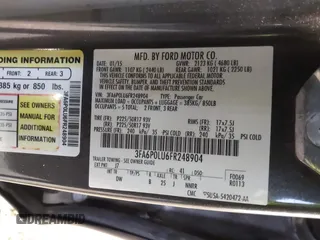 2015 Ford Fusion SE Hybrid with VIN 3FA6P0LU6FR248904, listed as a IAAI auction lot 41556607 with 224,799 mi miles. Bid and sale history available at carsss.com. Image 9.