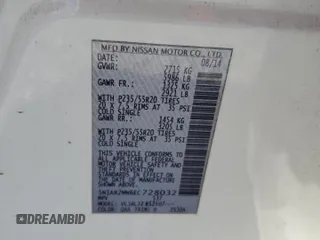 2014 Nissan Pathfinder Platinum with VIN 5N1AR2MN6EC728032, listed as a Copart auction lot 61914055 with 101,941 mi miles and Salvage title. Bid and sale history available at DreamBid. Image 14.