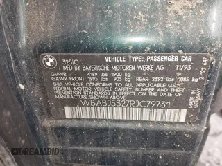 1994 BMW 3 Series с VIN WBABJ5327RJC79731, выставлен на аукционе IAAI как лот 41477099 с пробегом Не указан миль и . История ставок и продаж доступна на DreamBid. Изображение 9.