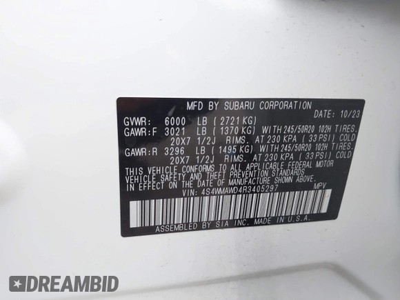 2024 Subaru Ascent Touring z VIN 4S4WMAWD4R3405297, wystawiony jako IAAI lot #42184262 z przebiegiem 11 172 mil mil oraz . Historia ofert i sprzedaży dostępna na DreamBid. Obrazek 9.