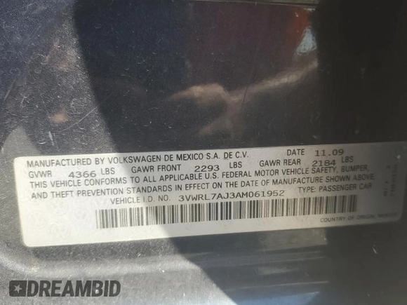 2010 Volkswagen Jetta TDI with VIN 3VWRL7AJ3AM061952, listed as a Copart auction lot 65233875 with 158,586 mi miles and Salvage title. Bid and sale history available at DreamBid. Image 12.