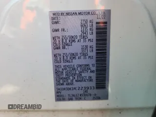 2023 Nissan Pathfinder Platinum z VIN 5N1DR3DK1PC223933, wystawiony jako Copart lot #59137525 z przebiegiem 21 193 mil mil oraz Szkoda całkowita • Salvage title. Historia ofert i sprzedaży dostępna na DreamBid. Obrazek 13.