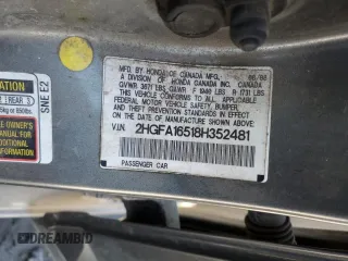 2008 Honda Civic LX z VIN 2HGFA16518H352481, wystawiony jako Copart lot #47781525 z przebiegiem 152 682 mil mil oraz Szkoda całkowita • Salvage title. Historia ofert i sprzedaży dostępna na DreamBid. Obrazek 13.