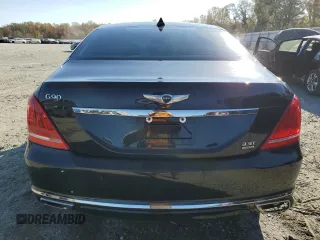 2018 Genesis G90 3.3T Premium with VIN KMHG34JA9JU043049, listed as a Copart auction lot 76592864 with 95,999 mi miles and Salvage Title. Bid and sale history available at carsss.com. Image 6.