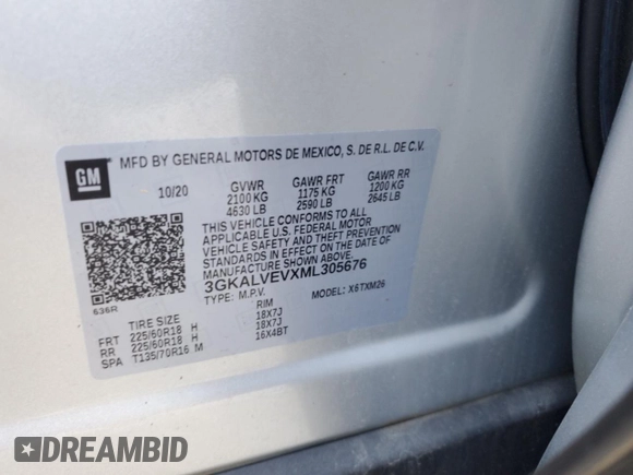 2021 GMC Terrain SLT с VIN 3GKALVEVXML305676, выставлен на аукционе Copart как лот 76265494 с пробегом 76 990 миль миль и Списание • Salvage title. История ставок и продаж доступна на DreamBid. Изображение 13.