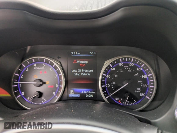 2017 Infiniti Q60 Premium with VIN JN1EV7EL8HM551447, listed as a Copart auction lot 58172955 with 43,457 mi miles and Salvage title. Bid and sale history available at DreamBid. Image 9.