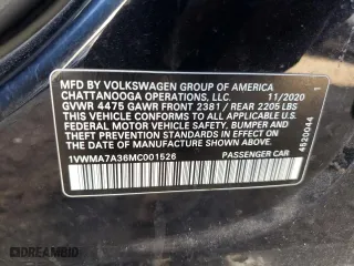 2021 Volkswagen Passat 2.0T R-Line with VIN 1VWMA7A36MC001526, listed as a Copart auction lot 78730634 with 85,516 mi miles and Salvage Title. Bid and sale history available at carsss.com. Image 12.