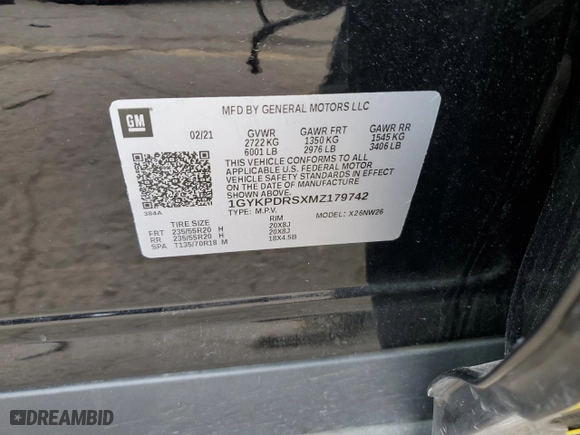 2021 Cadillac XT6 Premium Luxury with VIN 1GYKPDRSXMZ179742, listed as a Copart auction lot 79511814 with 33,895 mi miles and Salvage Title. Bid and sale history available at carsss.com. Image 13.