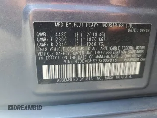 2013 Subaru Legacy Premium with VIN 4S3BMBH62D3002015, listed as a Copart auction lot 62558615 with 123,338 mi miles and Salvage title. Bid and sale history available at DreamBid. Image 12.