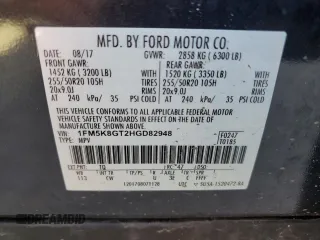 2017 Ford Explorer Sport with VIN 1FM5K8GT2HGD82948, listed as a Copart auction lot 57277915 with 93,594 mi miles and Clean title. Bid and sale history available at DreamBid. Image 13.