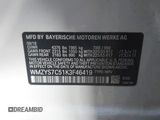 2019 MINI Countryman Cooper z VIN WMZYS7C51K3F46419, wystawiony jako IAAI lot #41228467 z przebiegiem 59 154 mil mil oraz . Historia ofert i sprzedaży dostępna na DreamBid. Obrazek 9.