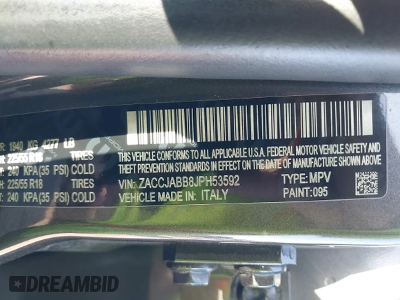 2018 Jeep Renegade Latitude with VIN ZACCJABB8JPH53592, listed as a IAAI auction lot 42527616 with 152,811 mi miles and . Bid and sale history available at DreamBid. Image 9.