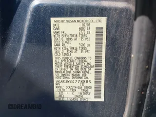 2005 Nissan Pathfinder SE with VIN 5N1AR18W55C778885, listed as a IAAI auction lot 42541827 with 147,853 mi miles and . Bid and sale history available at DreamBid. Image 9.