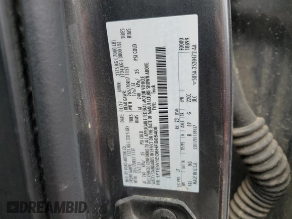 2017 Ford F-150 XL with VIN 1FTEW1EG6HFB05408, listed as a Copart auction lot 48661855 with 231,162 mi miles and Salvage Title. Bid and sale history available at carsss.com. Image 12.