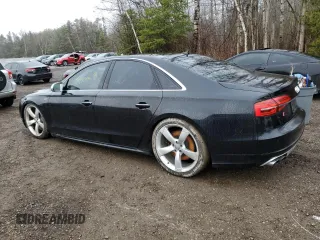 2015 Audi S8 with VIN WAUK2AFD7FN010696, listed as a Copart auction lot 84545804 with 70,296 mi miles and Salvage Title. Bid and sale history available at carsss.com. Image 2.