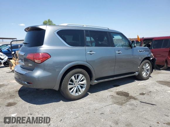 2017 Infiniti QX80 with VIN JN8AZ2NE4H9155253, listed as a Copart auction lot 61476684 with 116,579 mi miles and Salvage Title. Bid and sale history available at carsss.com. Image 3.