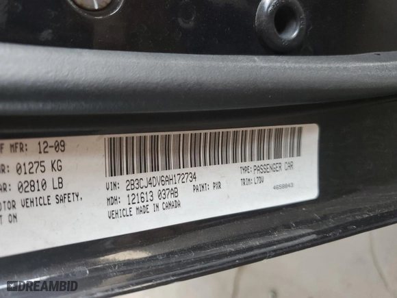 2010 Dodge Challenger SE with VIN 2B3CJ4DV6AH172734, listed as a Copart auction lot 53347455 with 93,119 mi miles and Salvage Title. Bid and sale history available at carsss.com. Image 13.