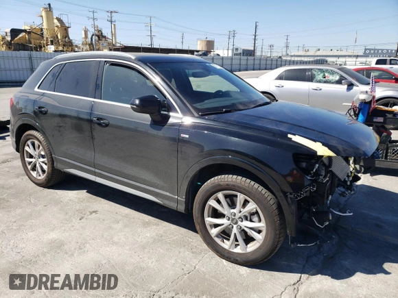 2021 Audi Q3 S line Premium with VIN WA1DECF39M1042148, listed as a Copart auction lot 59171333 with 13,894 mi miles and Salvage title. Bid and sale history available at DreamBid. Image 4.