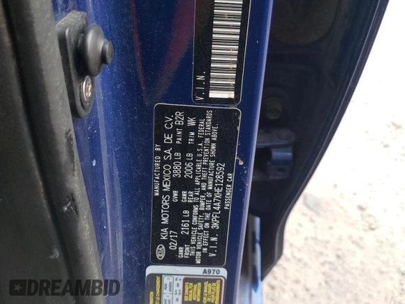 2017 Kia Forte S with VIN 3KPFL4A7XHE128592, listed as a Copart auction lot 47742925 with 124,332 mi miles and Salvage Title. Bid and sale history available at DreamBid. Image 12.