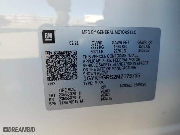 2021 Cadillac XT6 Sport with VIN 1GYKPGRS2MZ175735, listed as a Copart auction lot 88703045 with 26,902 mi miles and Salvage Title. Bid and sale history available at carsss.com. Image 14.