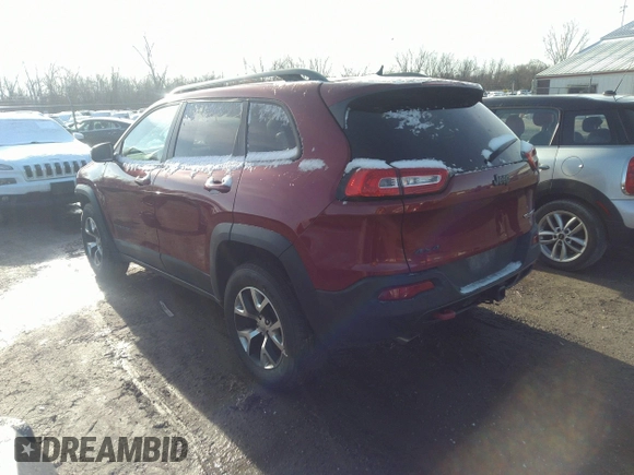 2014 Jeep Cherokee Trailhawk with VIN 1C4PJMBS9EW161047, listed as a IAAI auction lot 41841038 with Not Provided miles. Bid and sale history available at carsss.com. Image 3.