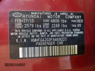 2015 Hyundai Azera z VIN KMHFG4JG3FA469221, wystawiony jako Copart lot #50949075 z przebiegiem 82 923 mil mil oraz Czysty tytuł • Clean title. Historia ofert i sprzedaży dostępna na DreamBid. Obrazek 12.