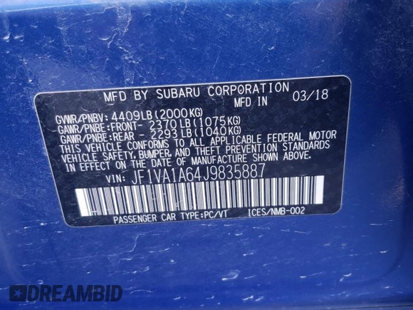 2018 Subaru WRX with VIN JF1VA1A64J9835887, listed as a Copart auction lot 78388214 with 64,497 mi miles and Salvage Title. Bid and sale history available at carsss.com. Image 12.