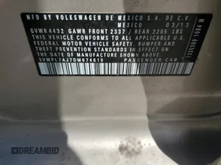 2013 Volkswagen Jetta TDI w/Sunroof & Nav с VIN 3VWPL7AJ7DM674619, выставлен на аукционе Copart как лот 56596355 с пробегом 114 801 миль миль и Списание • Salvage title. История ставок и продаж доступна на DreamBid. Изображение 12.