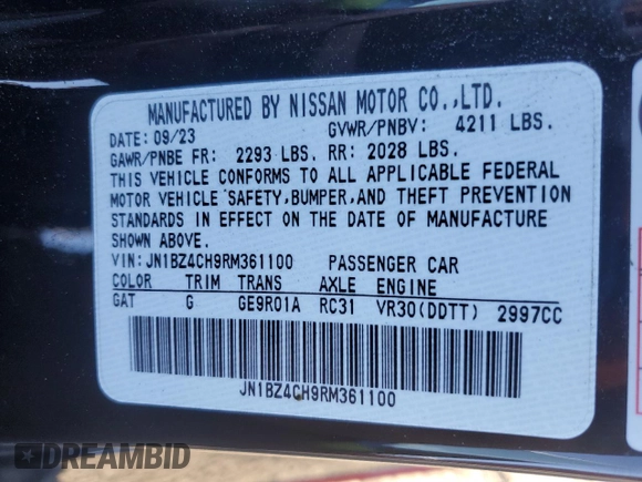 2024 Nissan Z Nismo z VIN JN1BZ4CH9RM361100, wystawiony jako Copart lot #80891074 z przebiegiem 3 394 mil mil oraz Szkoda całkowita • Salvage title. Historia ofert i sprzedaży dostępna na DreamBid. Obrazek 13.