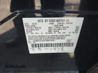 2020 Ford Edge SEL with VIN 2FMPK4J93LBB32553, listed as a IAAI auction lot 42204881 with 61,728 mi miles and . Bid and sale history available at DreamBid. Image 9.