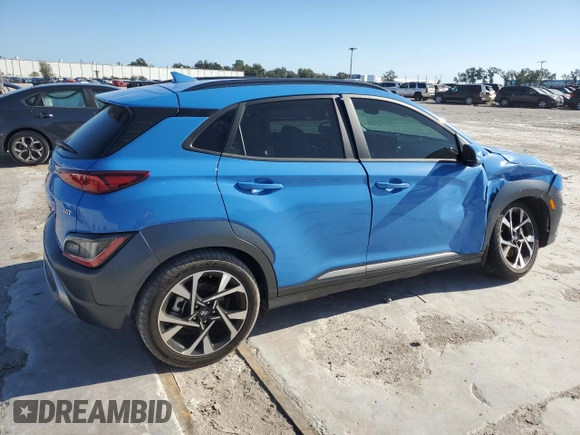 2022 Hyundai Kona Limited with VIN KM8K53A39NU808900, listed as a Copart auction lot 81210963 with 28,021 mi miles and Non repairable. Bid and sale history available at DreamBid. Image 3.