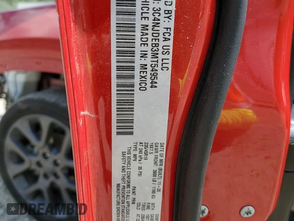 2021 Jeep Compass 80th Anniversary z VIN 3C4NJDEB3MT549544, wystawiony jako Copart lot #62273215 z przebiegiem 35 488 mil mil oraz Szkoda całkowita • Salvage title. Historia ofert i sprzedaży dostępna na DreamBid. Obrazek 13.