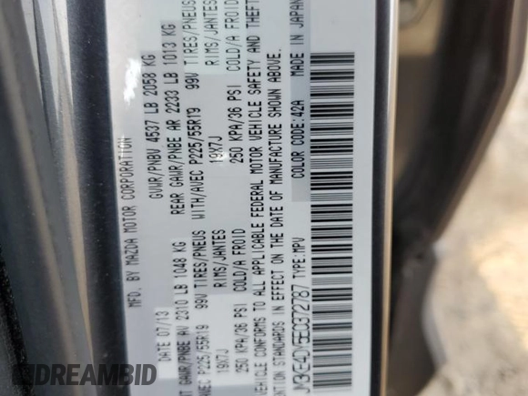 2014 Mazda CX-5 Grand Touring with VIN JM3KE4DY5E0372787, listed as a Copart auction lot 48873675 with 136,784 mi miles and Salvage Title. Bid and sale history available at carsss.com. Image 13.