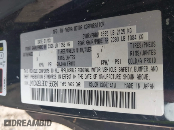2013 Mazda 5 Sport z VIN JM1CW2BL9D0155084, wystawiony jako IAAI lot #42470090 z przebiegiem 133 038 mil mil oraz . Historia ofert i sprzedaży dostępna na DreamBid. Obrazek 9.