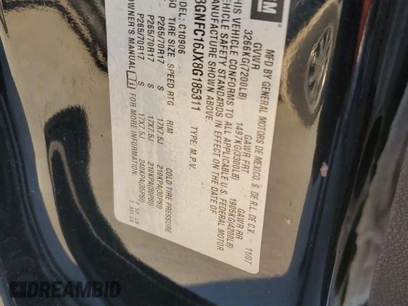 2008 Chevrolet Suburban LTZ with VIN 3GNFC16JX8G185311, listed as a Copart auction lot 87846365 with 389,765 mi miles and Salvage title. Bid and sale history available at DreamBid. Image 13.