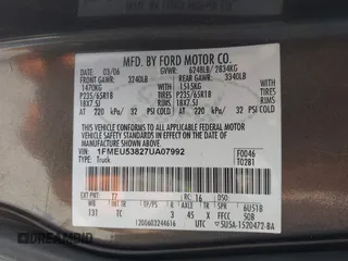 2007 Ford Explorer Sport Trac Limited z VIN 1FMEU53827UA07992, wystawiony jako IAAI lot #42315519 z przebiegiem 219 116 mil mil oraz . Historia ofert i sprzedaży dostępna na DreamBid. Obrazek 9.