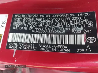 2008 Toyota Prius z VIN JTDKB20U483425605, wystawiony jako IAAI lot #42335317 z przebiegiem Nie podano mil oraz . Historia ofert i sprzedaży dostępna na DreamBid. Obrazek 9.