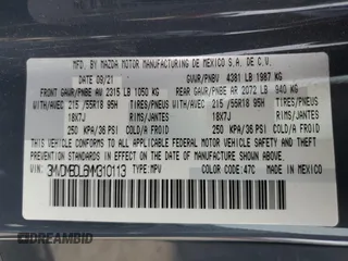 2021 Mazda CX-30 Premium with VIN 3MVDMBDL6MM310113, listed as a Copart auction lot 63398415 with 45,130 mi miles and Salvage title. Bid and sale history available at DreamBid. Image 14.