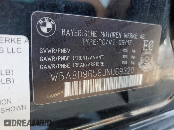 2018 BMW 3 Series 330i xDrive with VIN WBA8D9G56JNU69320, listed as a Copart auction lot 60794345 with 104,036 mi miles and Salvage title. Bid and sale history available at DreamBid. Image 12.