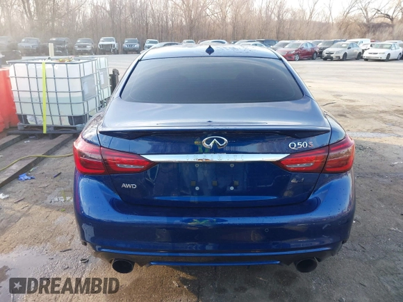 2020 Infiniti Q50 Red Sport 400 with VIN JN1FV7AR8LM660255, listed as a IAAI auction lot 41692654 with 64,773 mi miles and . Bid and sale history available at carsss.com. Image 17.