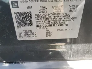 2020 Chevrolet Trax LT with VIN 3GNCJLSB3LL230978, listed as a Copart auction lot 52682414 with 24,483 mi miles and Salvage Title. Bid and sale history available at carsss.com. Image 12.